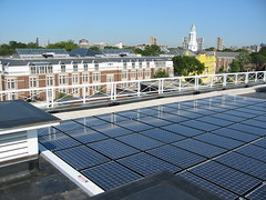 Solar panels on top of Harvard Business School Fitness Center