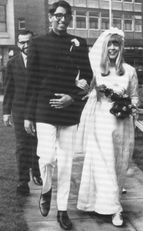Annikki and me after our Shrewsbury wedding in 1967