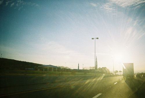 driving toward the sun, on the interstate