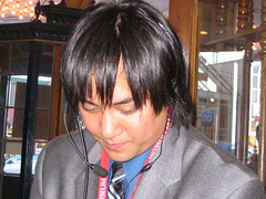 Joe Flores with headset