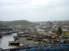 view of elmina from castle