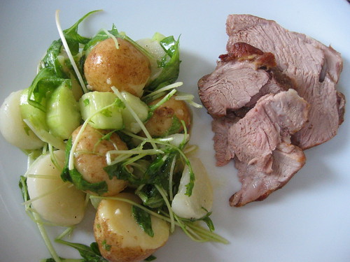 Leg of lamb with potato and rape salad